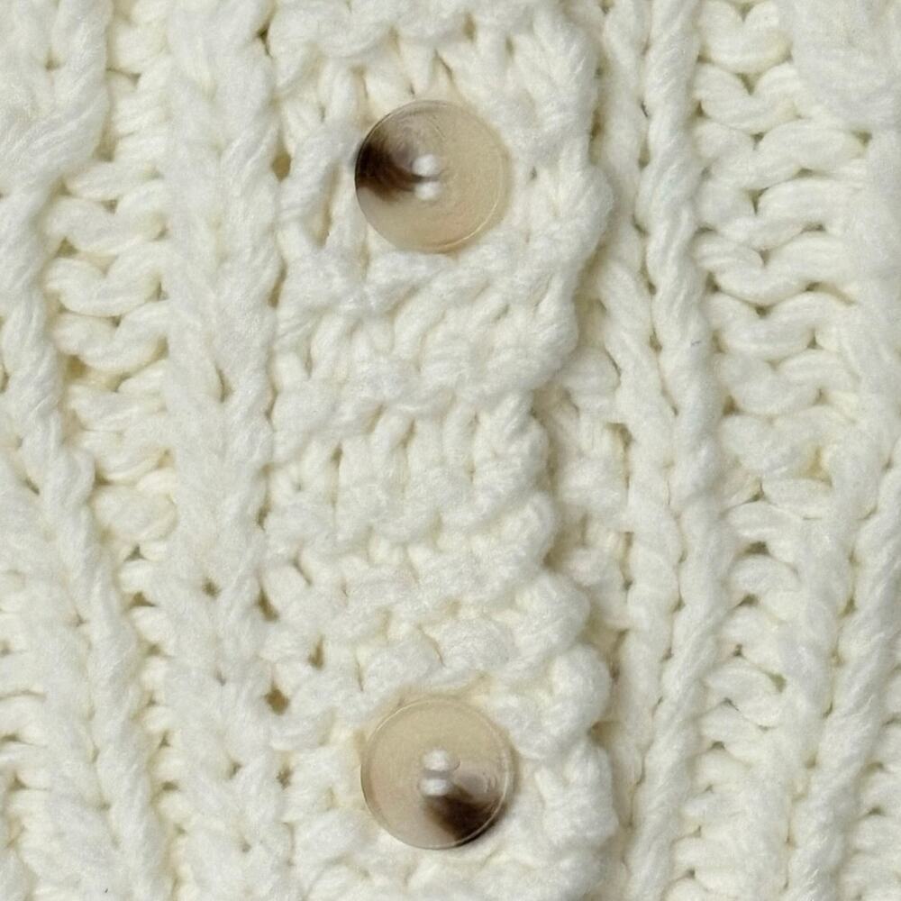 Altar’d State Cream Chunky Cable Knit Button Oversized Cardigan Sweater XS/S - Picture 5 of 8